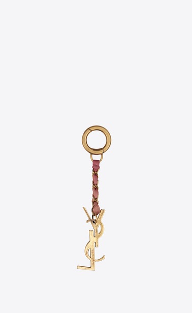 SAINT LAURENT Key Ring Femme Porte clé LOGO en cristaux multicolores b_V4